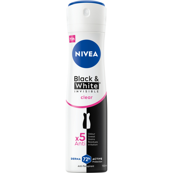 Nivea Black&White Invisible Clear Antiperspirant for women spray 150 ml