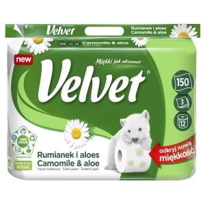 Velvet Toilet paper chamomile and aloe 12 rolls