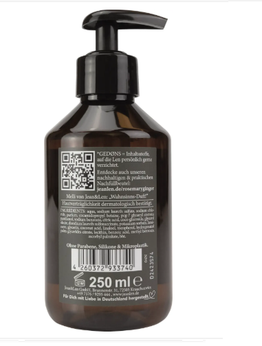 Jean&Len Mydło w płynie bez parabenów wegańskie Rozmaryn i Imbir 250 ml z Niemiec