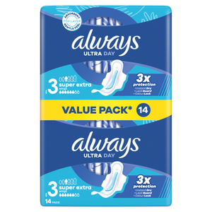 Always Ultra Super Extra Pads (size 3) Pads with wings, x 14]