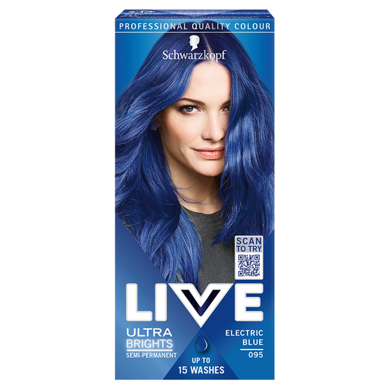 Schwarzkopf Live Ultra Brights oder Pastell Haarfärbemittel Electric Blue 095