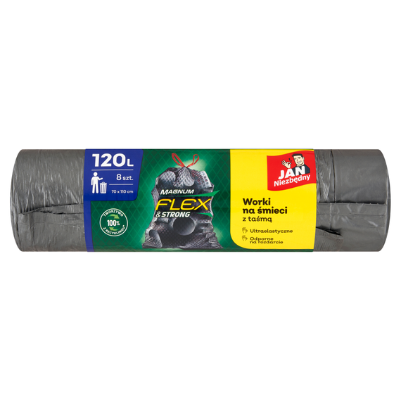 Jan Niezbędny Magnum Flex & Strong Garbage bags with tape 120 l 8 pieces