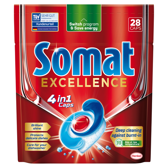 Somat Excellence 4 in 1 Caps Spülmaschinen-Reinigungskapseln 484,4 g (28 x 17,3 g)