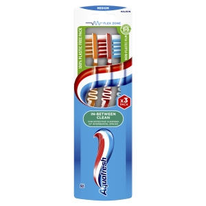 Aquafresh In-Between Clean Medium Toothbrushes 3 pieces