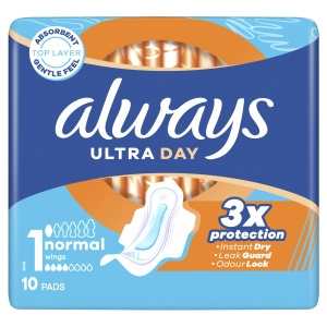 Always Podpaski Ultra Day Normal (rozmiar 1) Podpaski ze skrzydełkami, x 10]