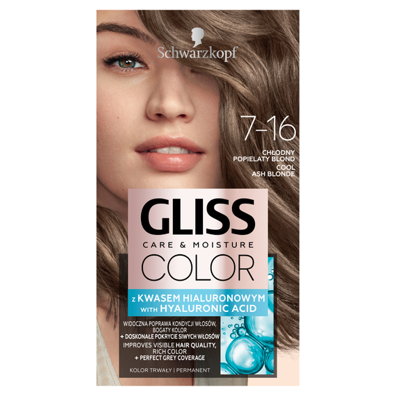 Gliss Color Care & Moisture Haarfärbemittel mit einer Haltbarkeit von 7–16 Jahren, kühles Aschblond