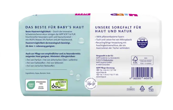 HiPP Babysanft Chusteczki nawilżane Soft and Pur 144 Niemiec