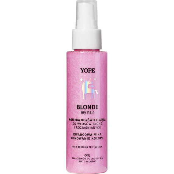 YOPE Naturalna rozświetlająca mgiełka do włosów blond KWARC  100ml