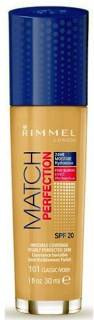 Rimmel Match Perfection SPF20 Podkład dopasowujący się do cery 101 Classic Ivory 30ml