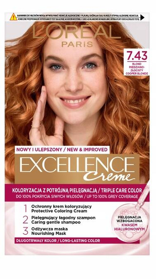 L'Oréal Paris Excellence Creme 7.43 Copper-Golden Blonde | Permanent color + triple care