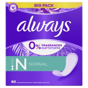 Always Daily Fresh Normal, 0% fragrance and dyes, 60X