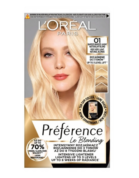 L'Oreal Paris Preference Le Blonding farba do włosów 01 Bardzo Bardzo Jasny Naturalny Blond