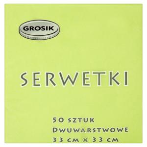 Grosik Serwetki dwuwarstwowe limonkowe 33 cm x 33 cm 50 sztuk