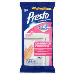 Presto Nawilżane ściereczki do różnych powierzchni 55 sztuk