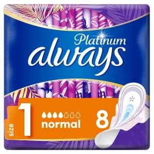 Always Platinum Sanitary Pads with Wings Normal, 8 pcs.