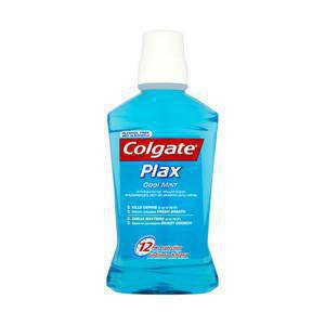 Colgate Plax Cool Mint Mouthwash with a mint flavor