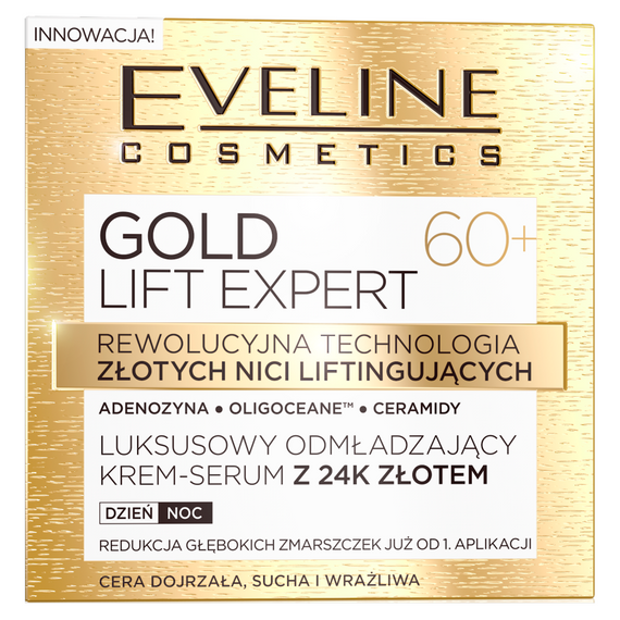 Eveline cosmetics Gold Lift Expert Luxurious rejuvenating cream-serum 24k gold, d/n, 60+