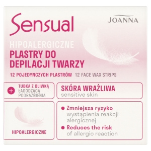 Joanna Sensual Hypoallergene Gesichts-Enthaarungsstreifen 12 Stück und eine Tube beruhigendes Olivenöl 10 ml