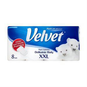 Samt-Toilettenpapier, zartes Weiß, 8 Rollen