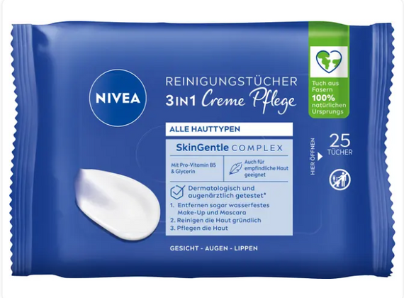 NIVEA 3w1 Kremowe chusteczki oczyszczające 25 szt