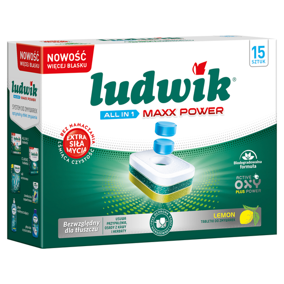 Ludwik All in 1 Maxx Power Lemon Spülmaschinentabs 270 g (15 Stück)