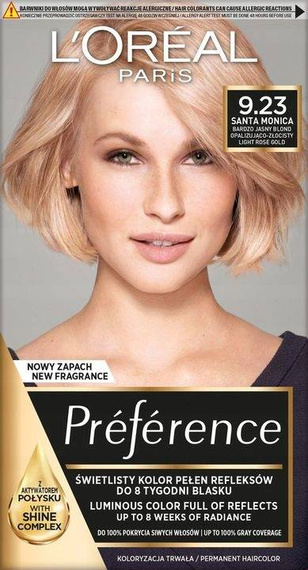 L'Oreal Paris Recital Preference 9.23 Light Rose Gold farba do włosów