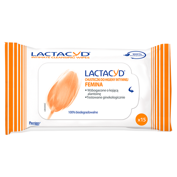 Lactacyd Femina Chusteczki do higieny intymnej 15 sztuk