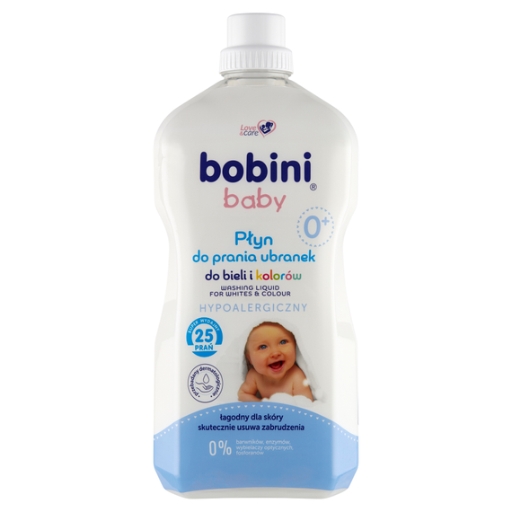 bobini Baby-Flüssigkeit zum Waschen von Weiß- und Buntwäsche, hypoallergen, 1,8 l (25 Wäschen)