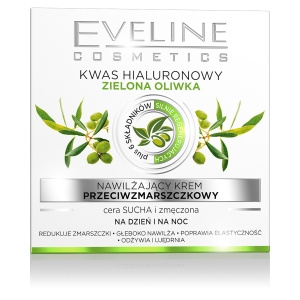 Nawilżający krem przeciwzmarszczkowy Kwas hialuronowy Zielona oliwka dz/n