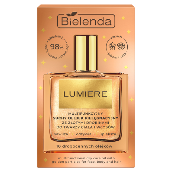 Bielenda Lumiere Multifunkcyjny suchy olejek pielęgnacyjny ze złotymi drobinami 50 ml