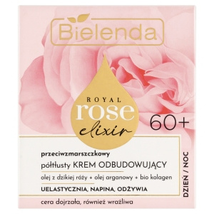 Bielenda Royal Rose Elixir 60+ Przeciwzmarszczkowy półtłusty krem odbudowujący dzień noc 50 ml