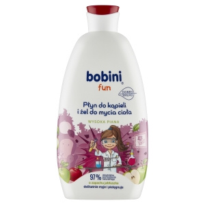 bobini fun Badeflüssigkeit und Körperwaschgel mit Apfelduft 500 ml