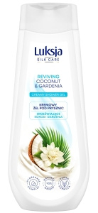 Luksja Silk Care Cremiges Duschgel mit erfrischender Kokosnuss und Gardenie, 500 ml