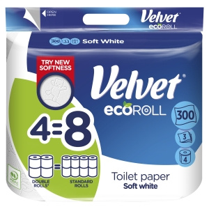 Velvet ecoRoll Soft White Toilet paper 4 rolls