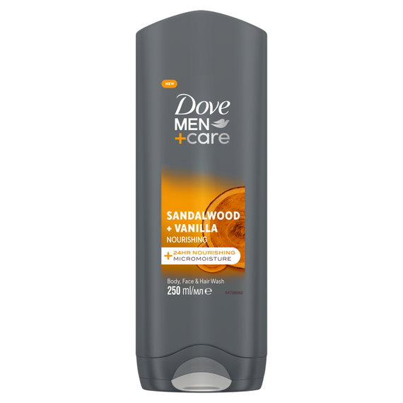 Dove Men+Care Sandelholz + Vanille 3-in-1 Duschgel 250 ml