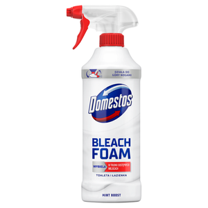 Domestos Mint Boost Schaumreiniger mit Bleichmittel für Toilette und Bad, 435 ml
