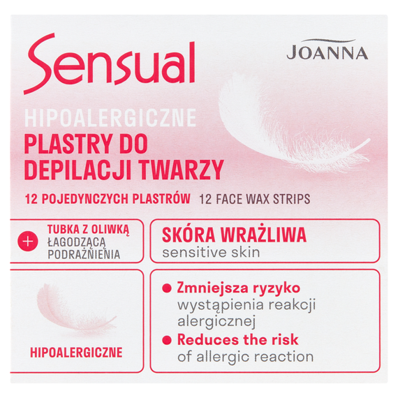 Joanna Sensual Hipoalergiczne plastry do depilacji twarzy 12 sztuk i Tubka z oliwką łagodzącą 10 ml