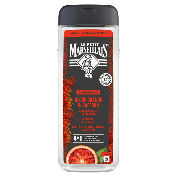 Le Petit Marseillais Duschgel für Männer, Rotorange und Safran, 400 ml