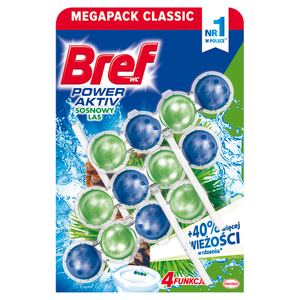 Bref WC Power Aktiv Wasch- und Duftanhänger für WC-Becken, Kiefer, 3 x 50 g