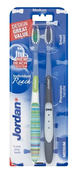 Jordan Individual Reach Szczoteczka do zębów Medium Średnia, 2 sztuki