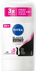 Nivea Black & White Clear Antiperspirant Stick 50 ml