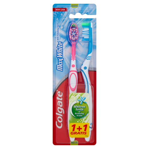 Colgate Max White Szczoteczka do zębów średnia MEDIUM 2 sztuki