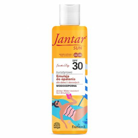 JANTAR SUN bursztynowa wodoodporna emulsja do opalania family SPF 30, 200 ML