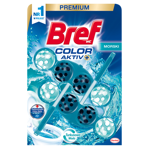 Bref WC Color Aktiv+ Wasch- und Duftanhänger für WC-Becken, Marine, 2 x 50 g