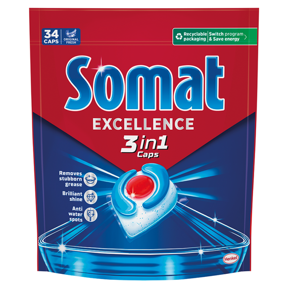 Somat Excellence 3-in-1 Spülmaschinenkapseln 615,4 g (34 Stück)