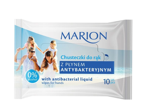 Marion, Chusteczki antybakteryjne do rąk, 10 szt