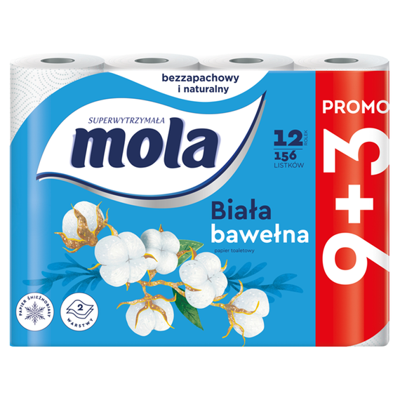 Mola White Toilet paper cotton white 12 rolls