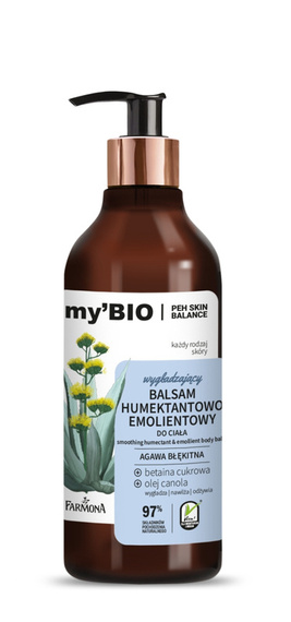 my'BIO Łagodząco-wygładzający balsam humektantowo-emolientowy Agawa Błękitna 400ml