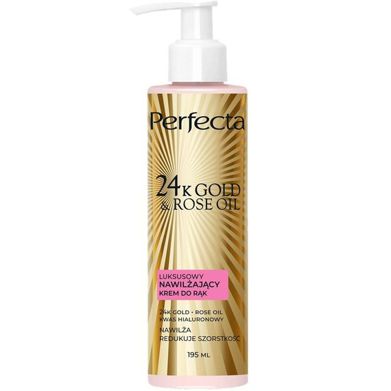 Perfecta 24K Gold&Rose Oil Luksusowy nawilżający krem do rąk 195 ml