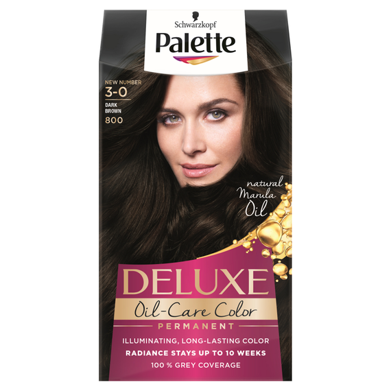 Palette Deluxe Oil-Care Color Hair Dye 800 (3-0) Dark Brown